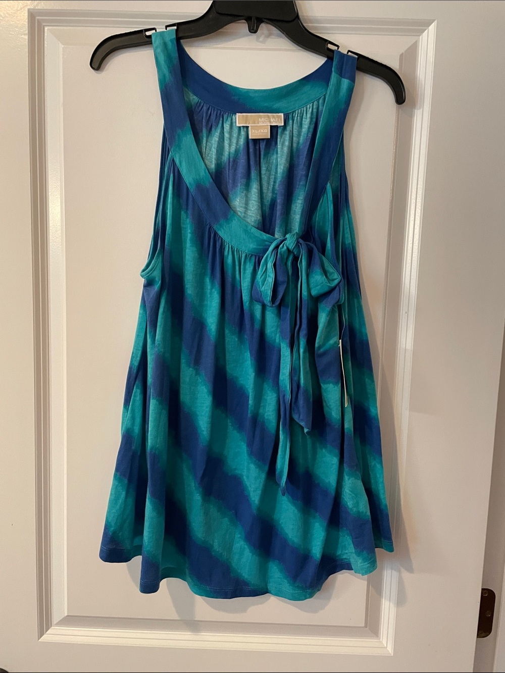 Teal and Blue Tie-Front Sleeveless Tank